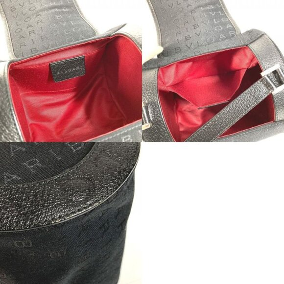 Bvlgari Handbag Logo Leather Canvas Black - Picture 9 of 9